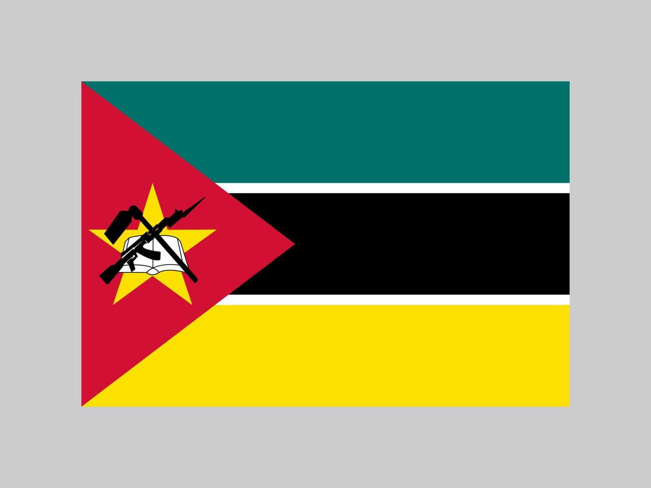 Mozambique flag, official colors and proportion. Vector illustration.