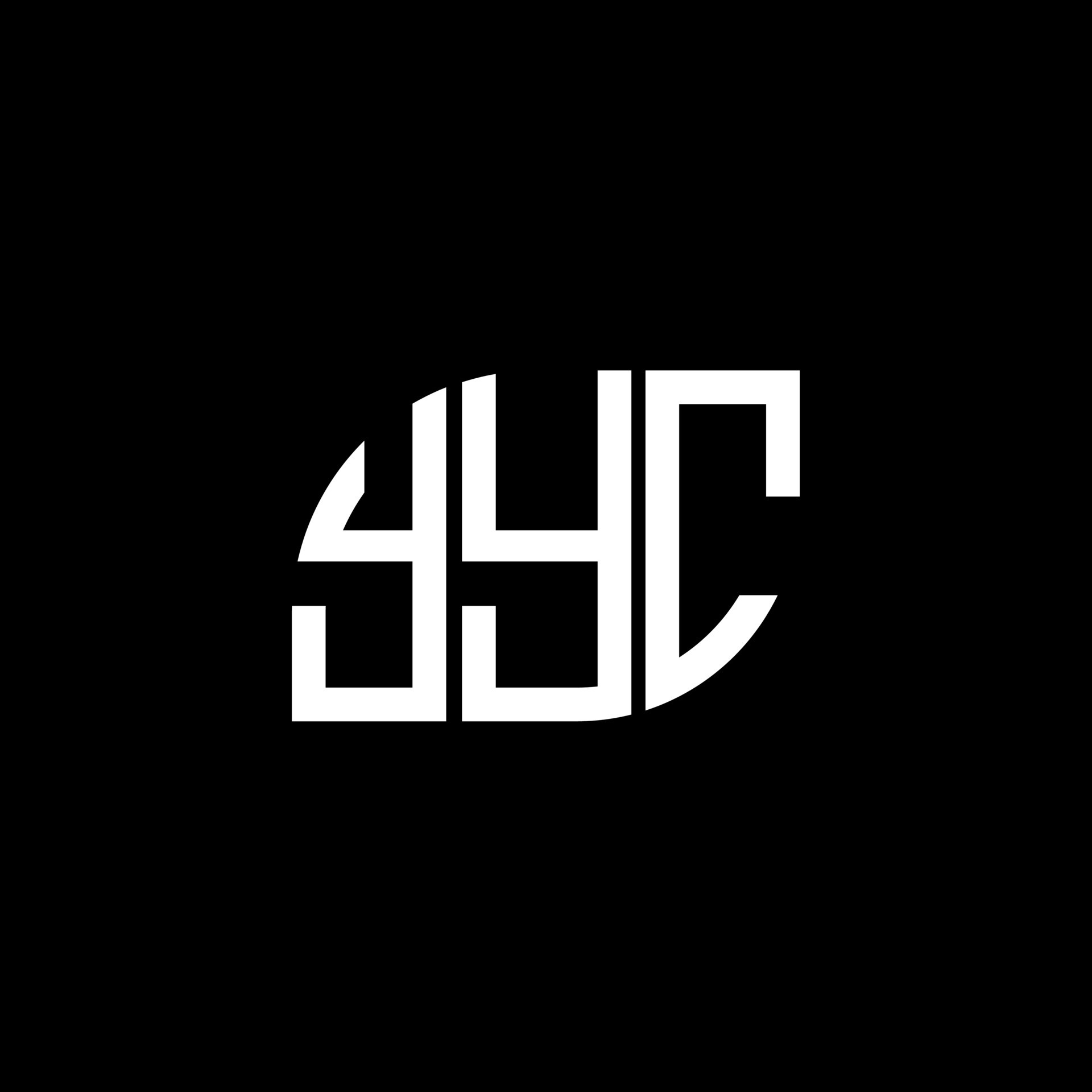 YYC letter logo design on black background. YYC creative initials