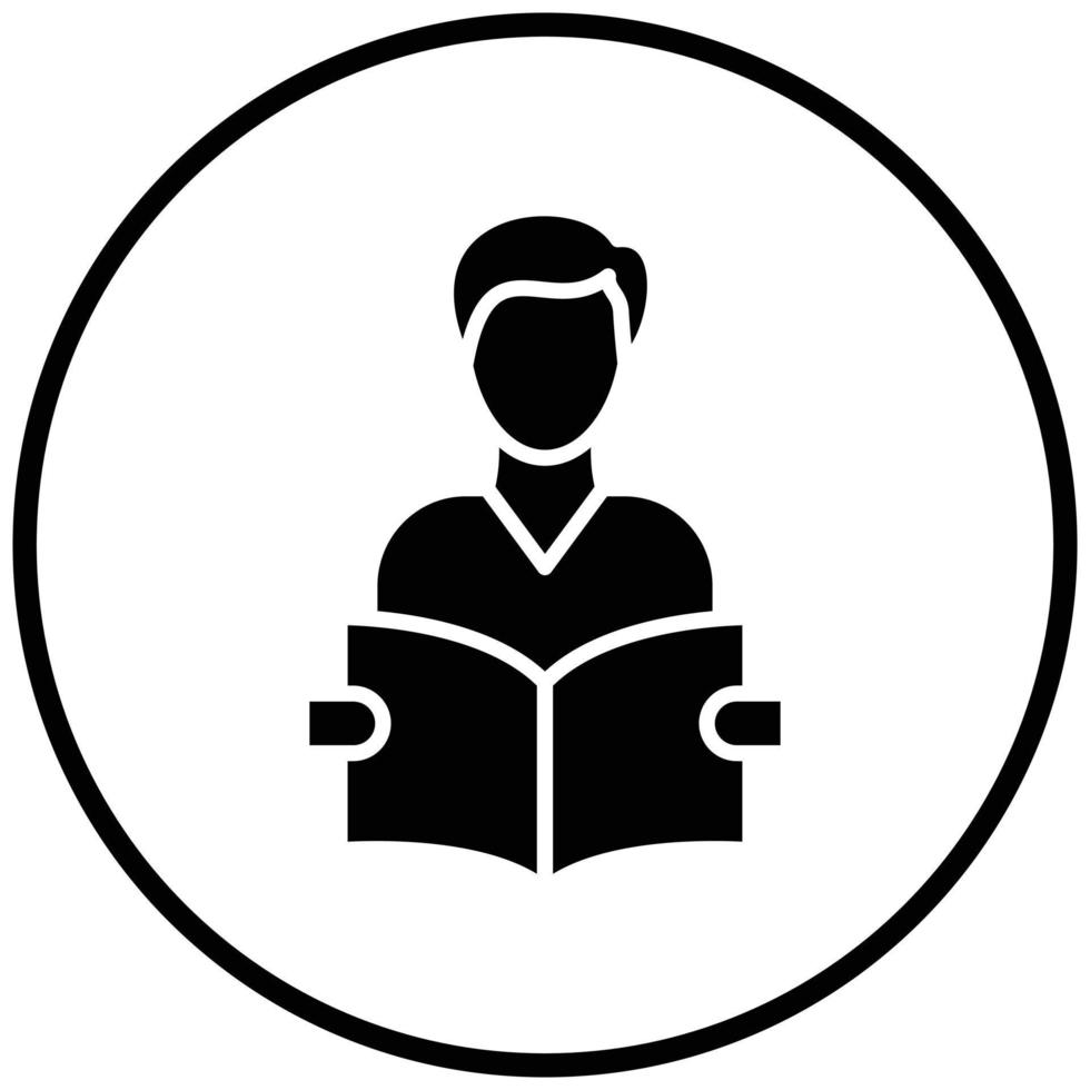 estilo de icono de libro de lectura de estudiante vector