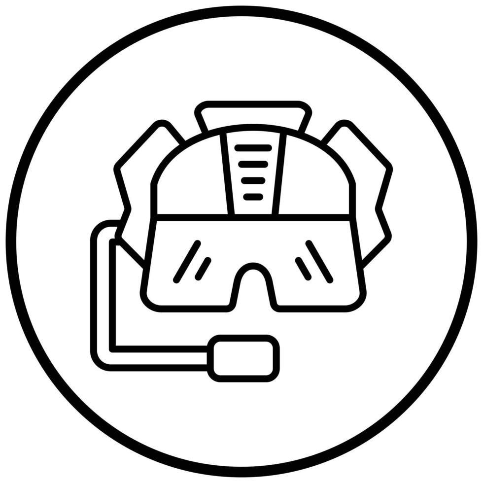 estilo de icono de casco de piloto vector