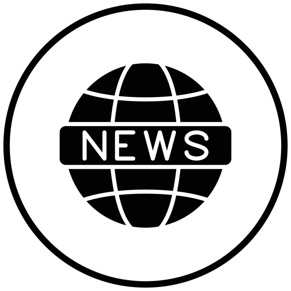 estilo de icono de noticias globales vector