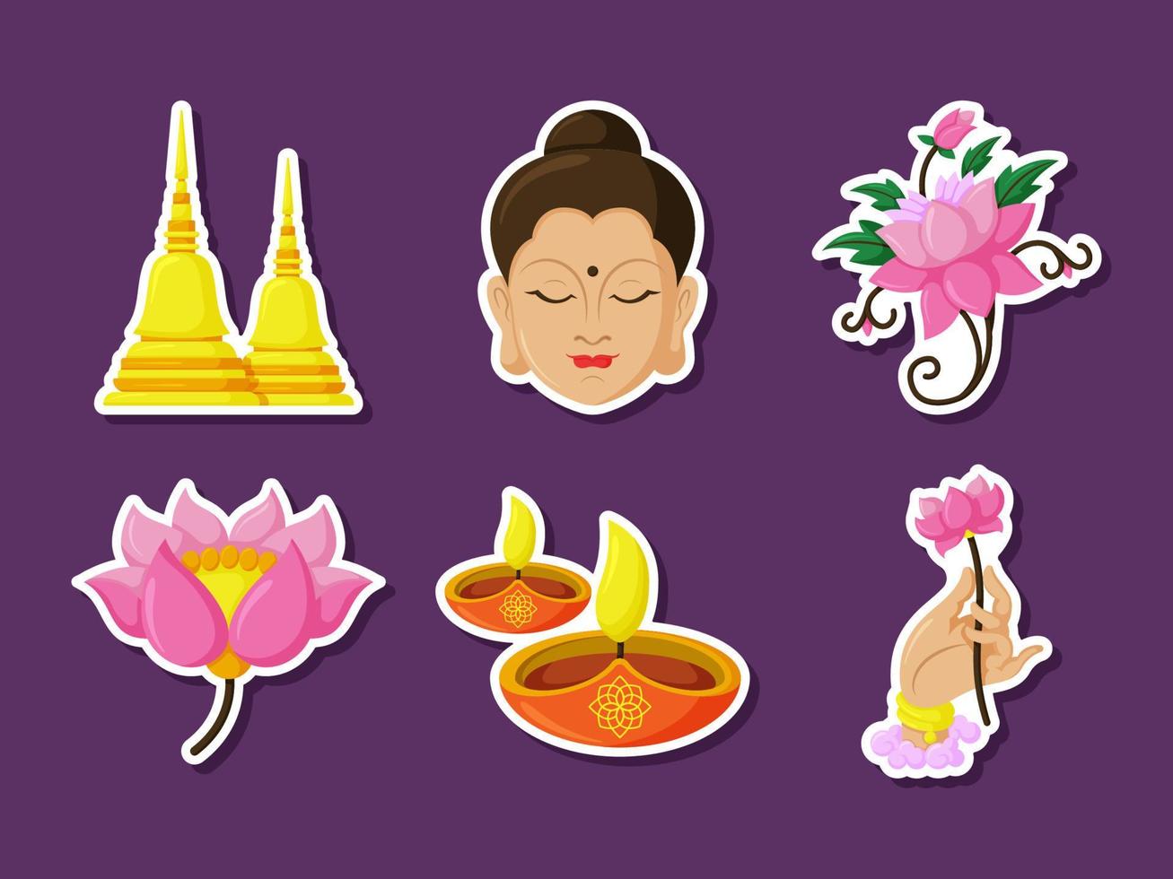 Asahna Bucha Day Sticker Set vector