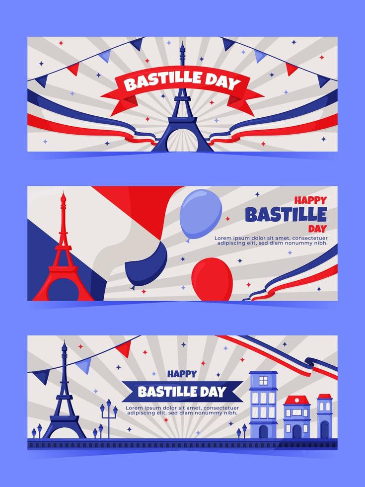 conjunto de banners del día de la bastilla vector