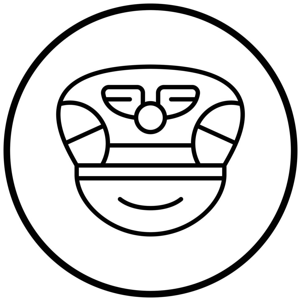 estilo de icono de sombrero de piloto vector