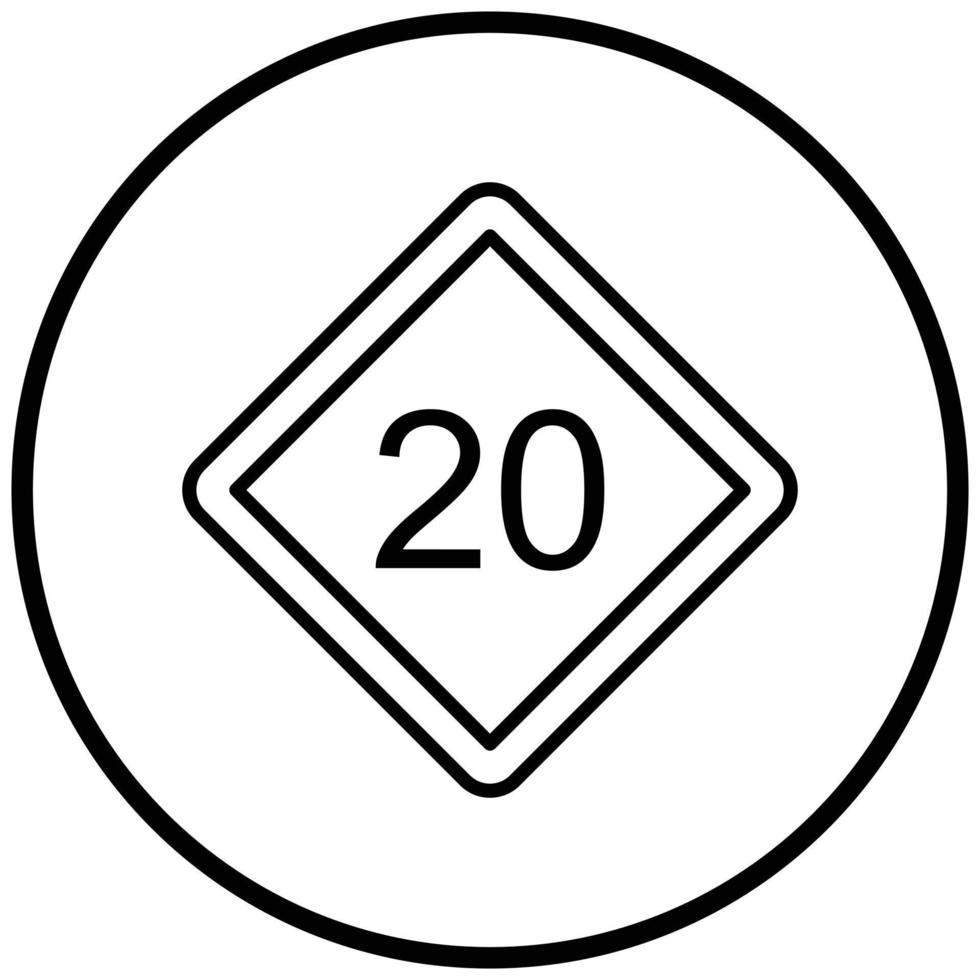 estilo de icono de límite de velocidad 20 vector