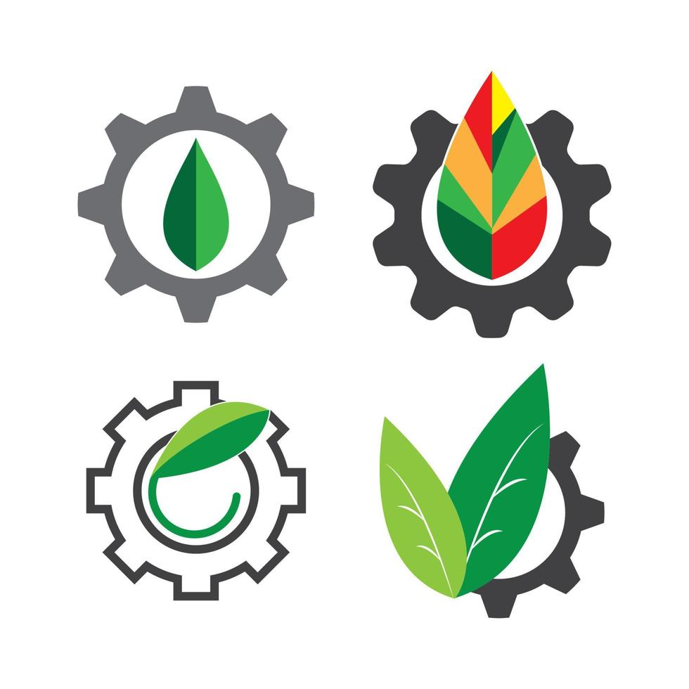 Gear leaf logo vector