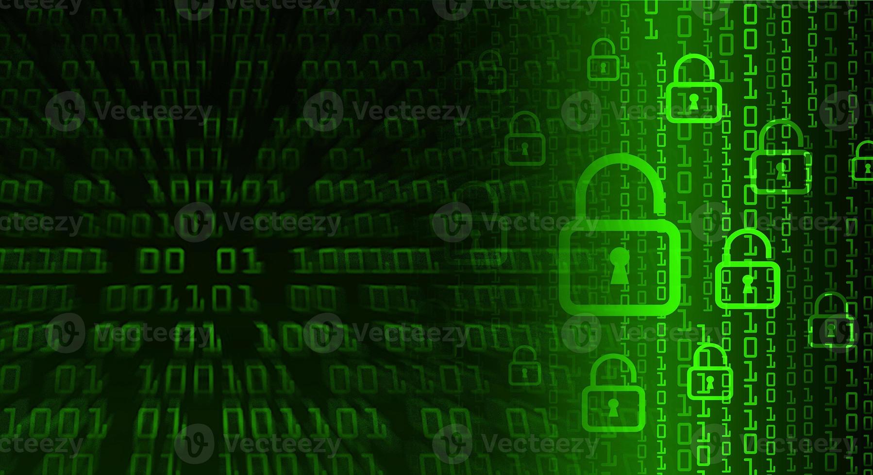 Closed Padlock on digital background, cyber security photo