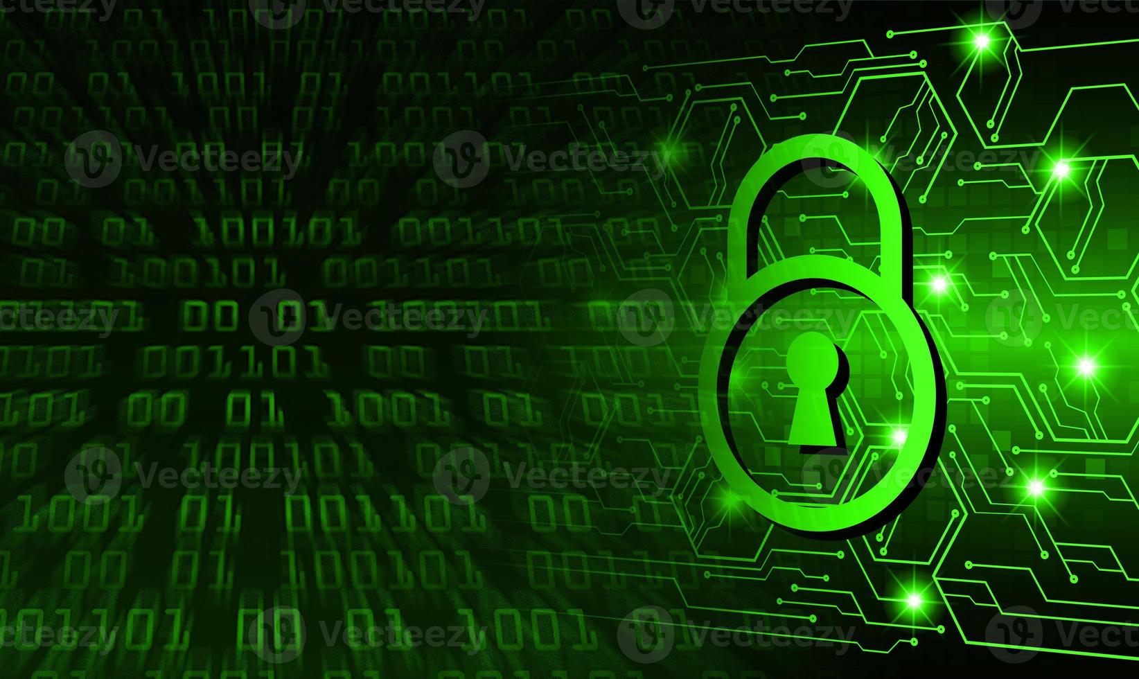 Closed Padlock on digital background, cyber security photo