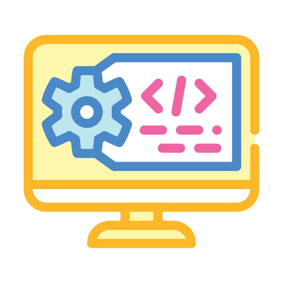 working code computer screen color icon vector illustration