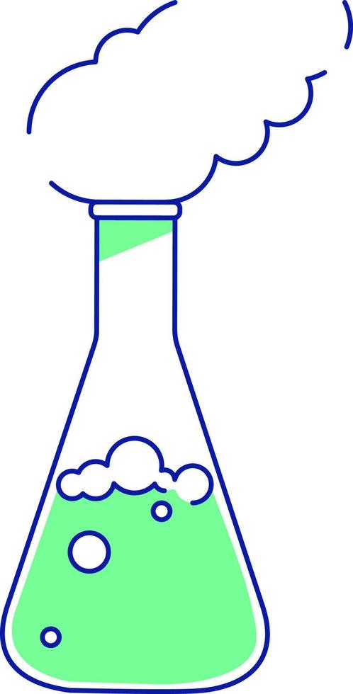 Lab flask with evaporating substance semi flat color vector element