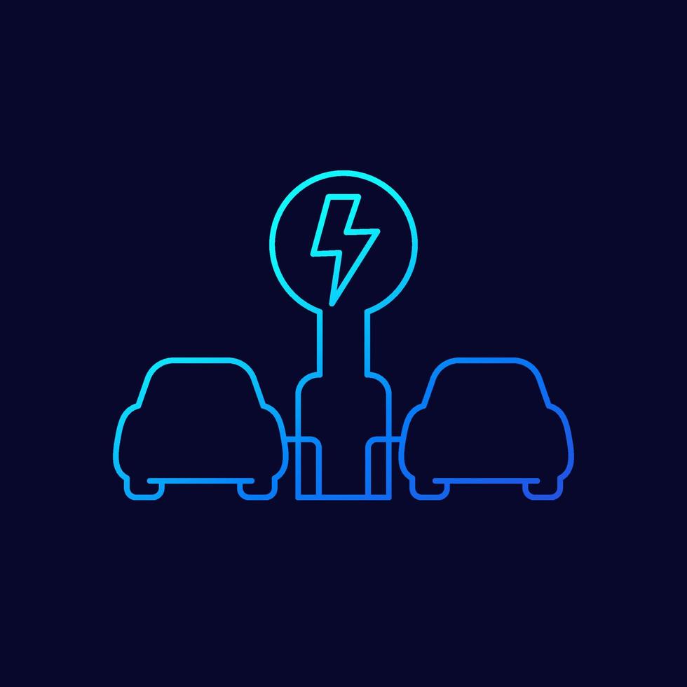 charging station for electric cars, ev line icon vector