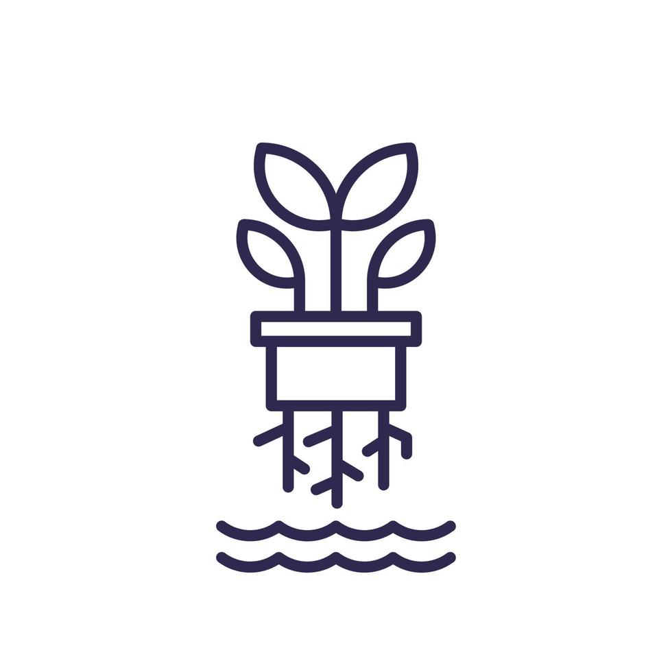hydroponic farming line icon on white vector