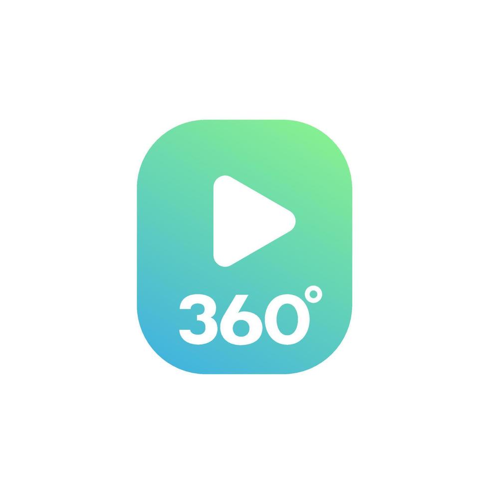 icono de video de 360 grados en blanco vector