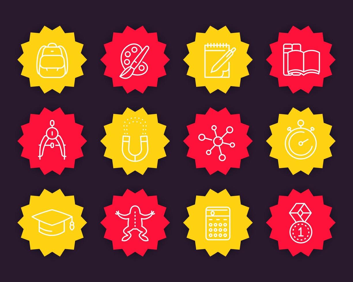 school, education, classes icons in linear style vector