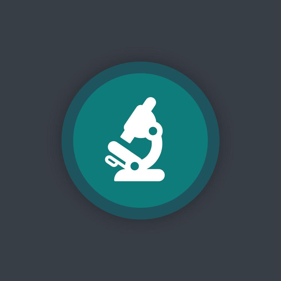 Microscope icon, lab research, microscope vector pictogram, round icon, vector illustration