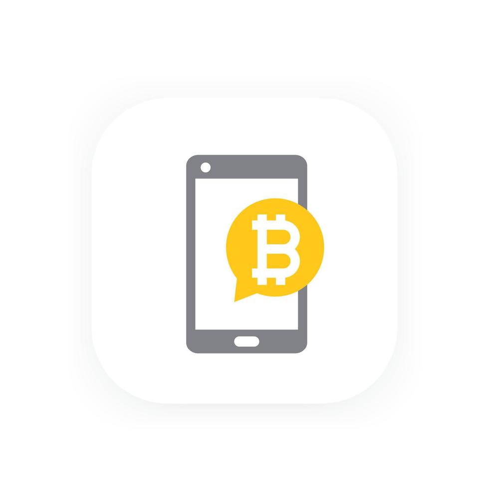 Mobile payment with bitcoin icon vector