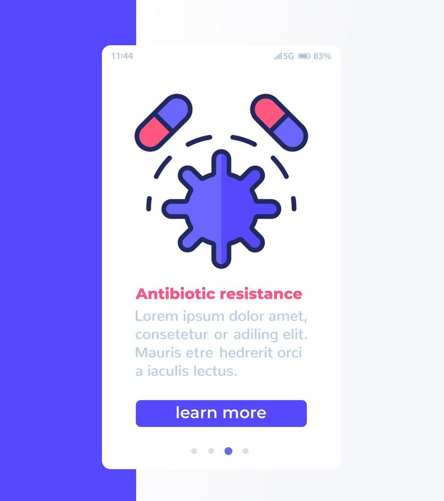 antibiotic resistance mobile banner design vector