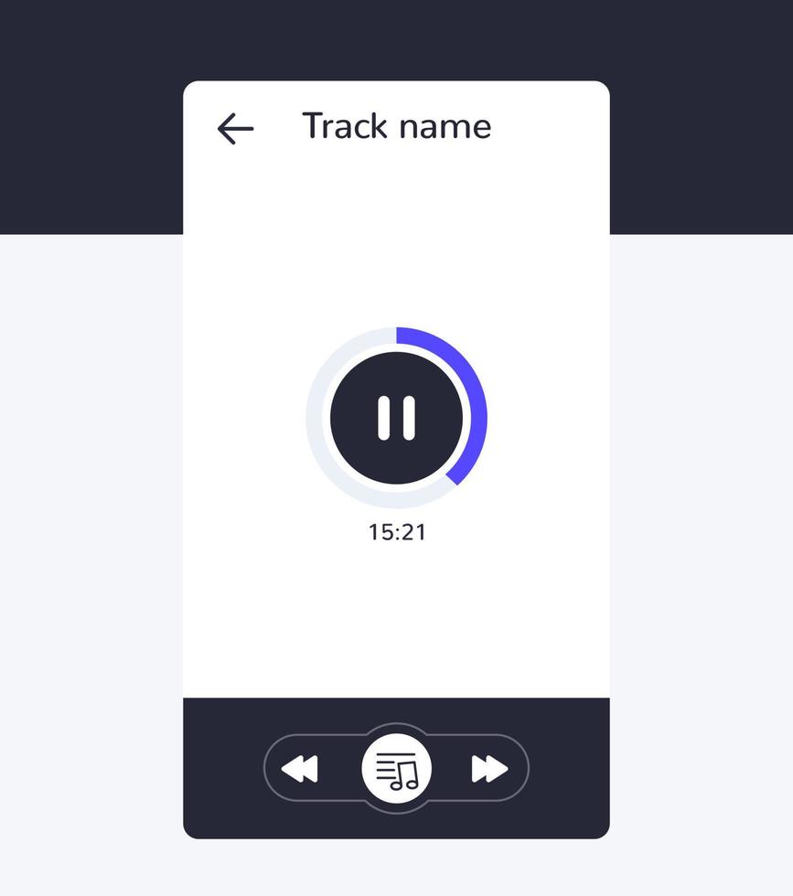 Audio player interface, mobile app design vector