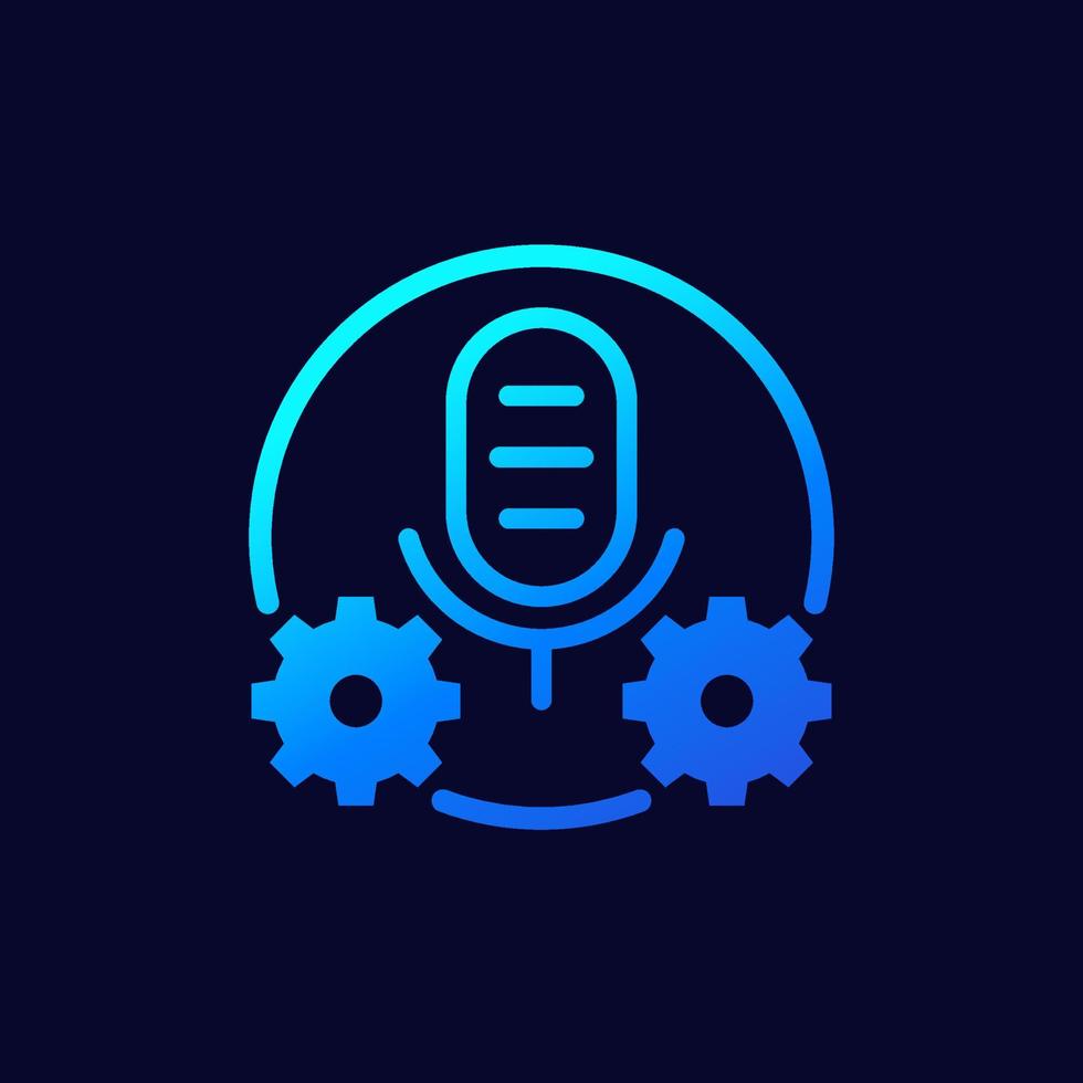 recording settings vector icon, microphone and gears