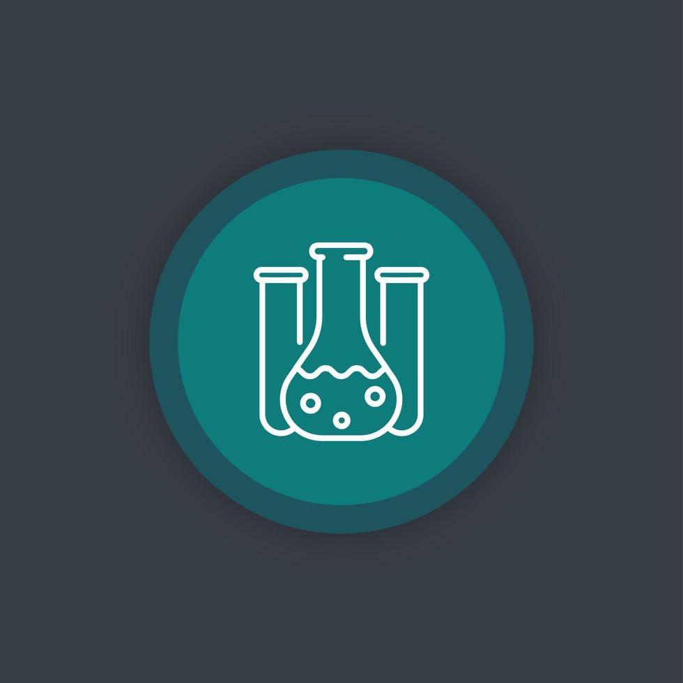 Chemistry linear icon, lab glass test tube, vector illustration