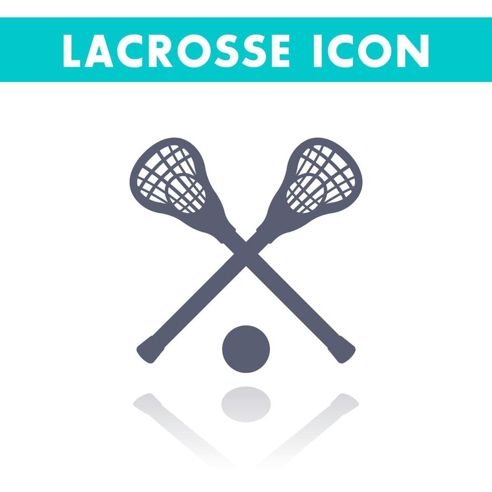 Lacrosse icon isolated on white, lacrosse sticks and ball, vector illustration
