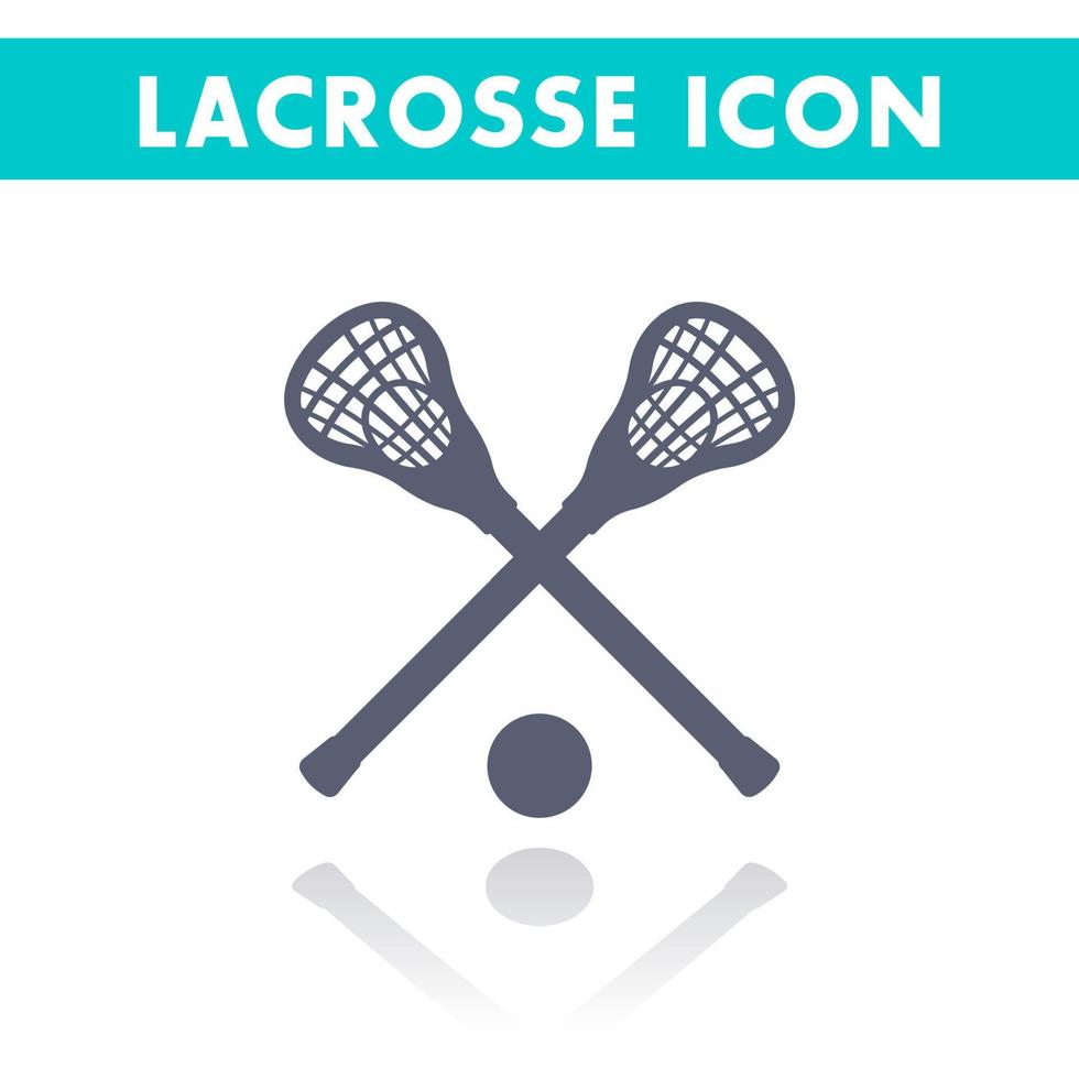 icono de lacrosse aislado en blanco, palos de lacrosse y pelota, ilustración vectorial vector