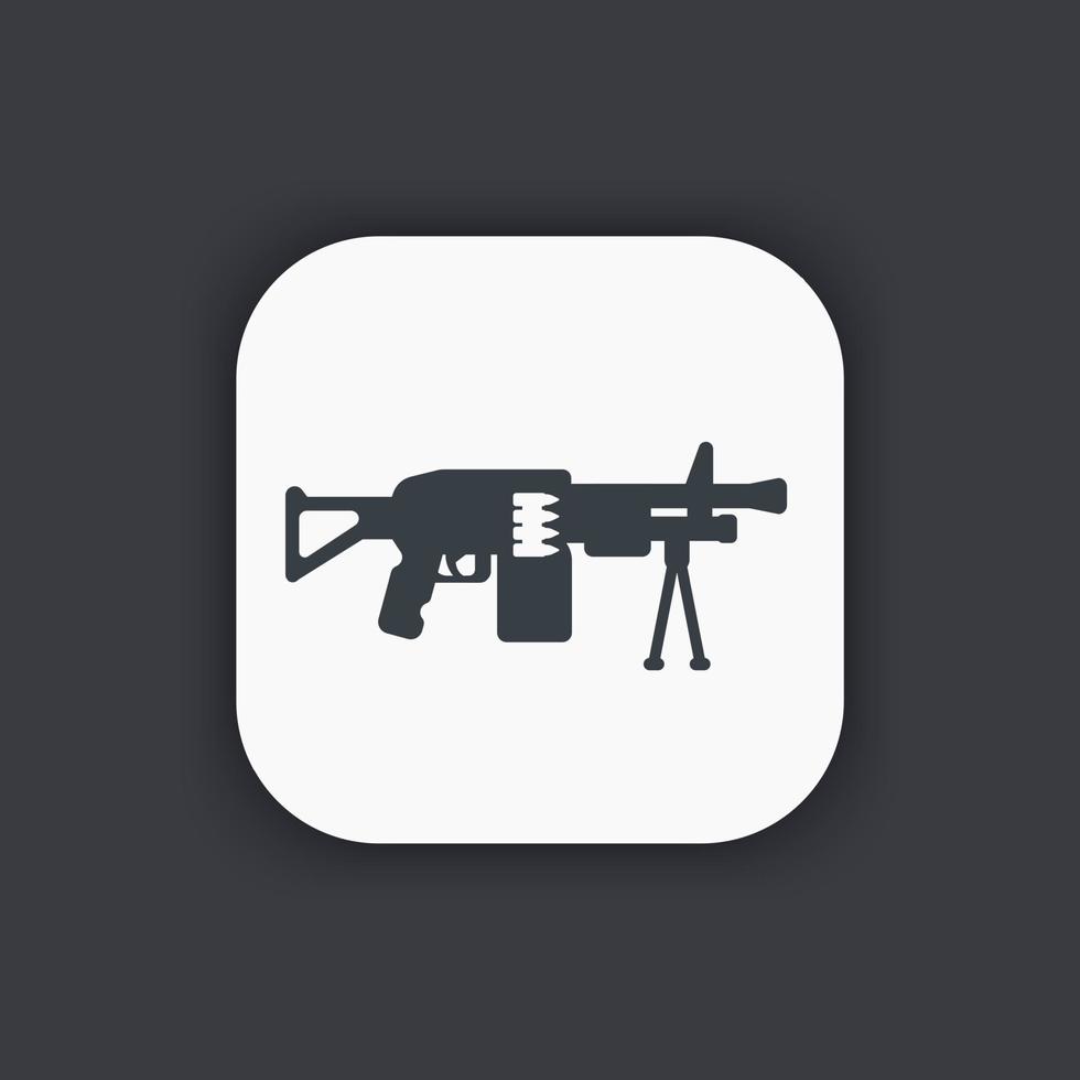 icono de ametralladora, arma de fuego automática moderna vector