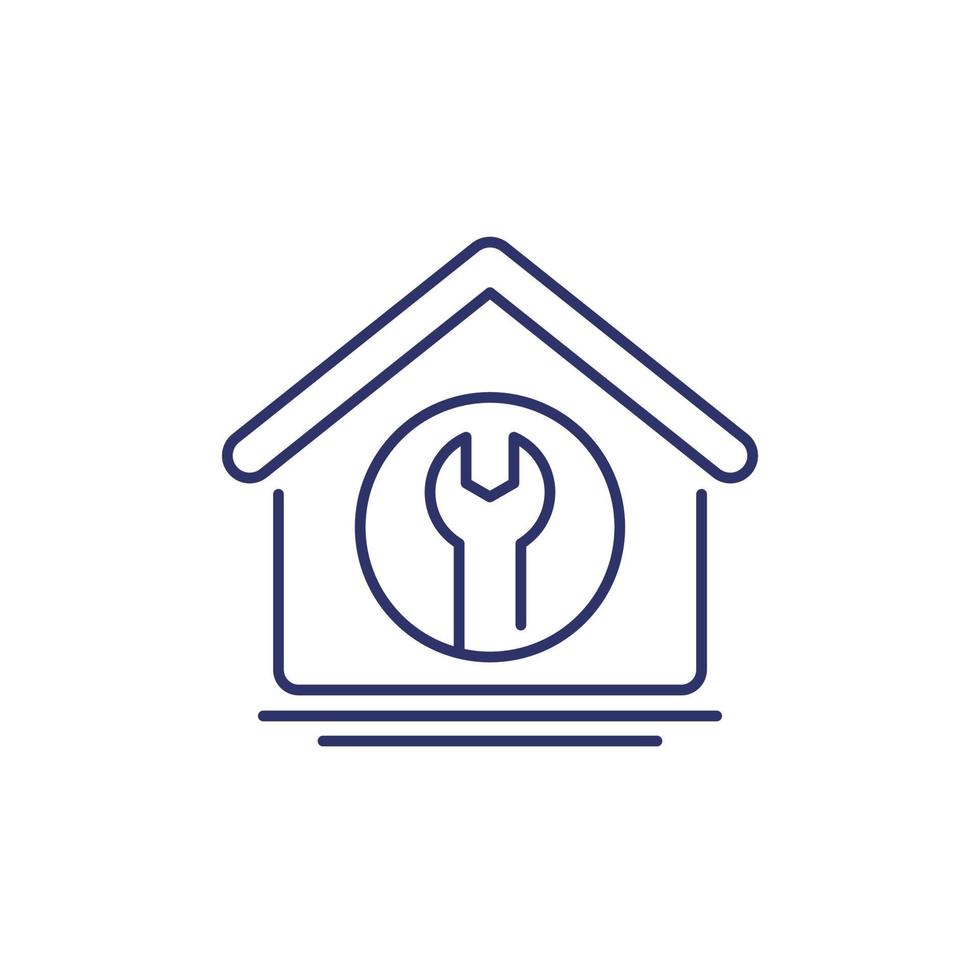 icono de la línea de mantenimiento de la casa en blanco vector