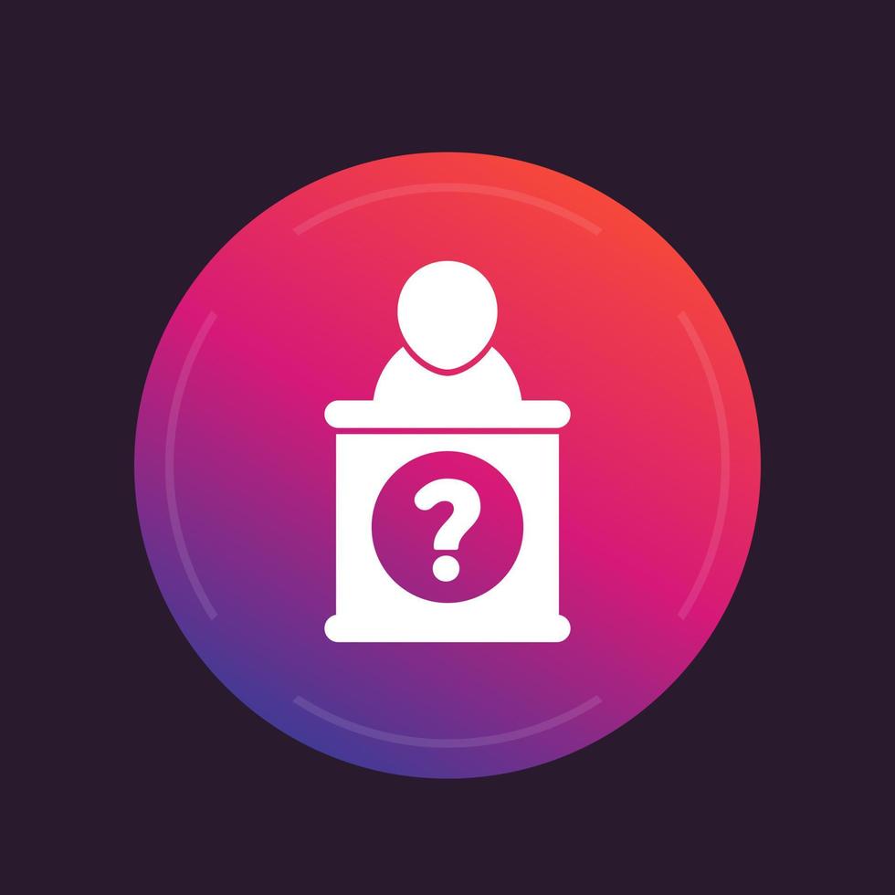 information desk icon, round pictogram vector