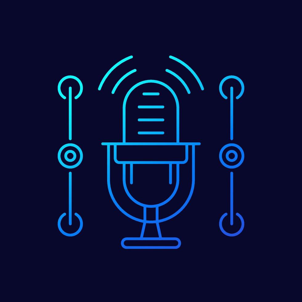 microphone line icon for apps and web vector