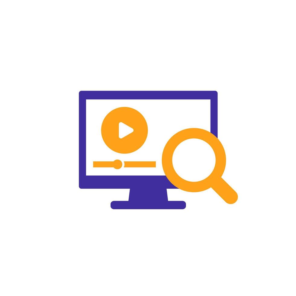 video search service icon on white vector