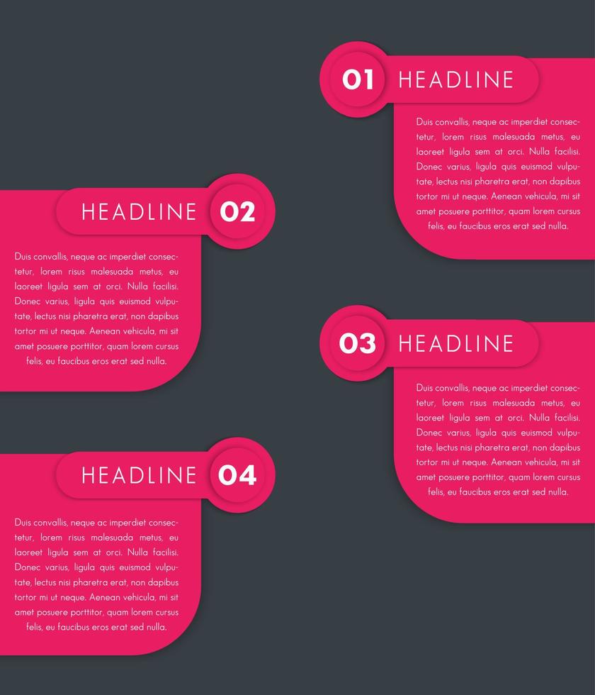 1,2,3,4, step labels, timeline, infographics design elements, banners, vector illustration