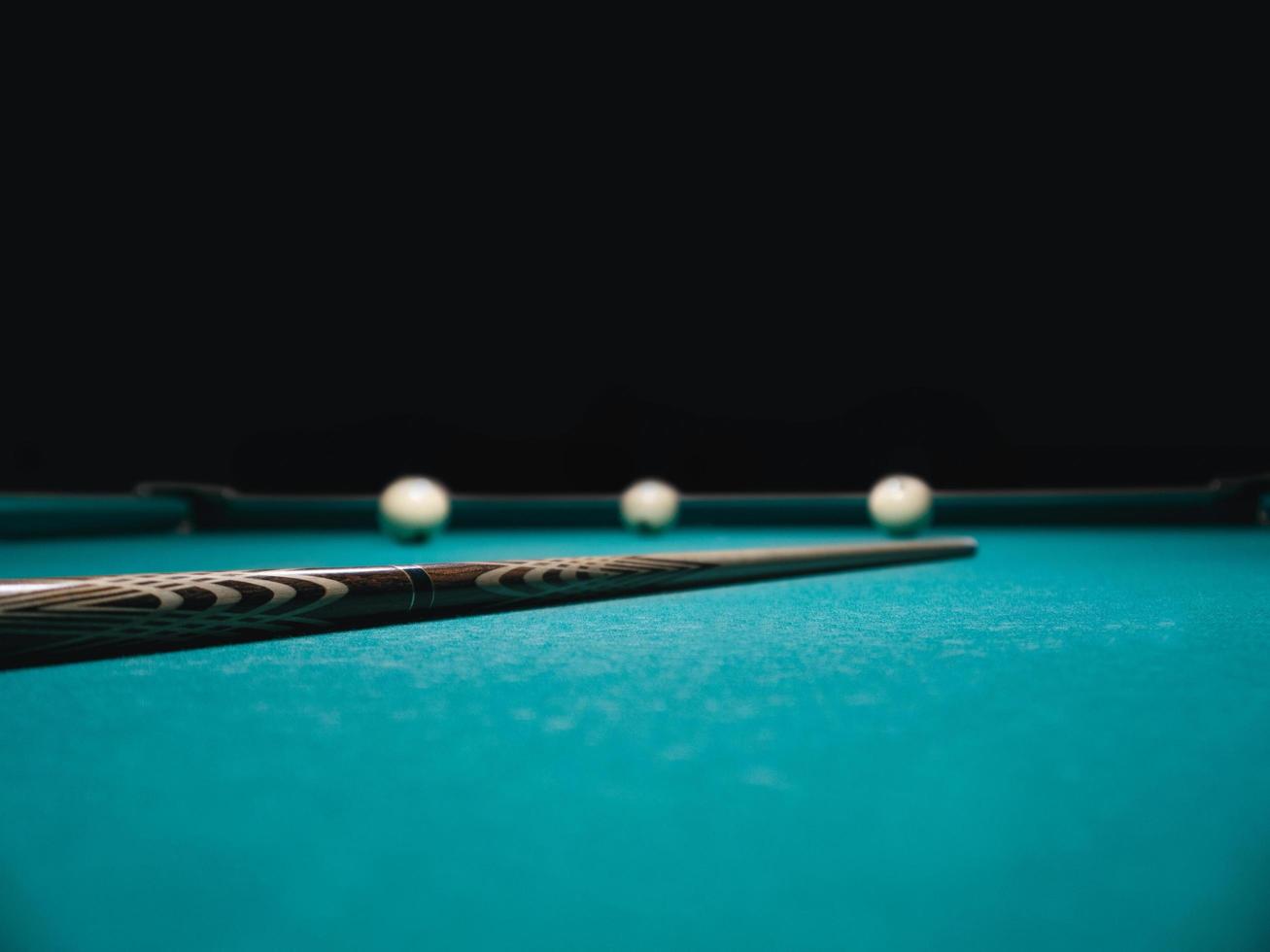 Billiard cue on the table of Russian billiard pyramid photo