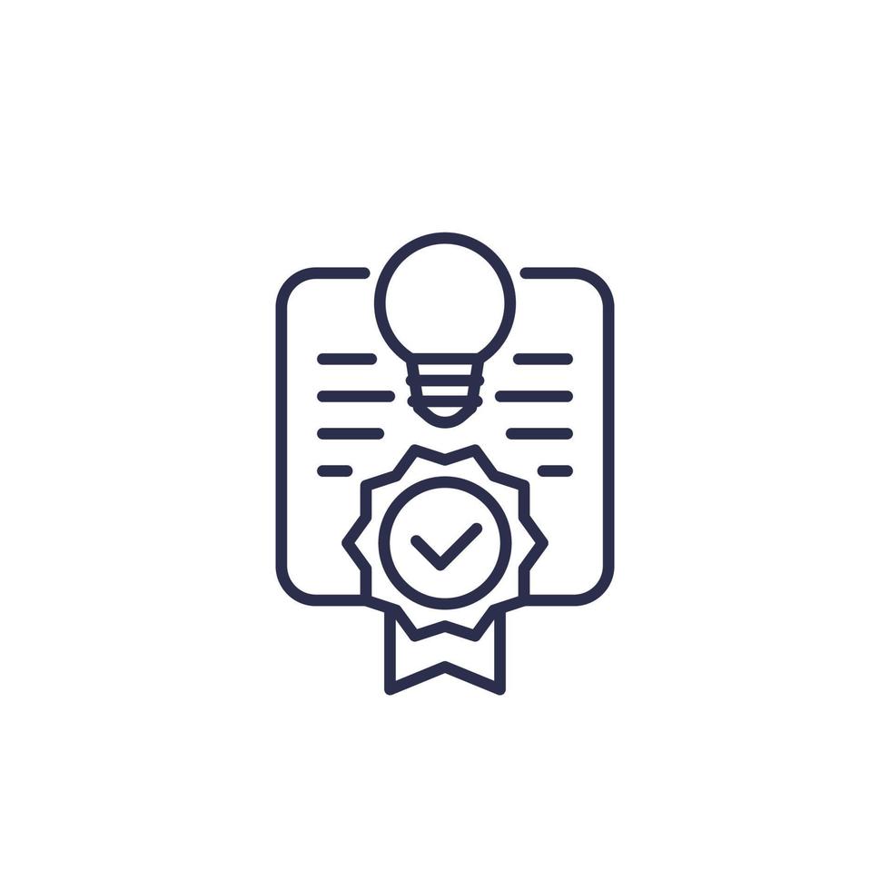 patent, certificate line icon on white vector