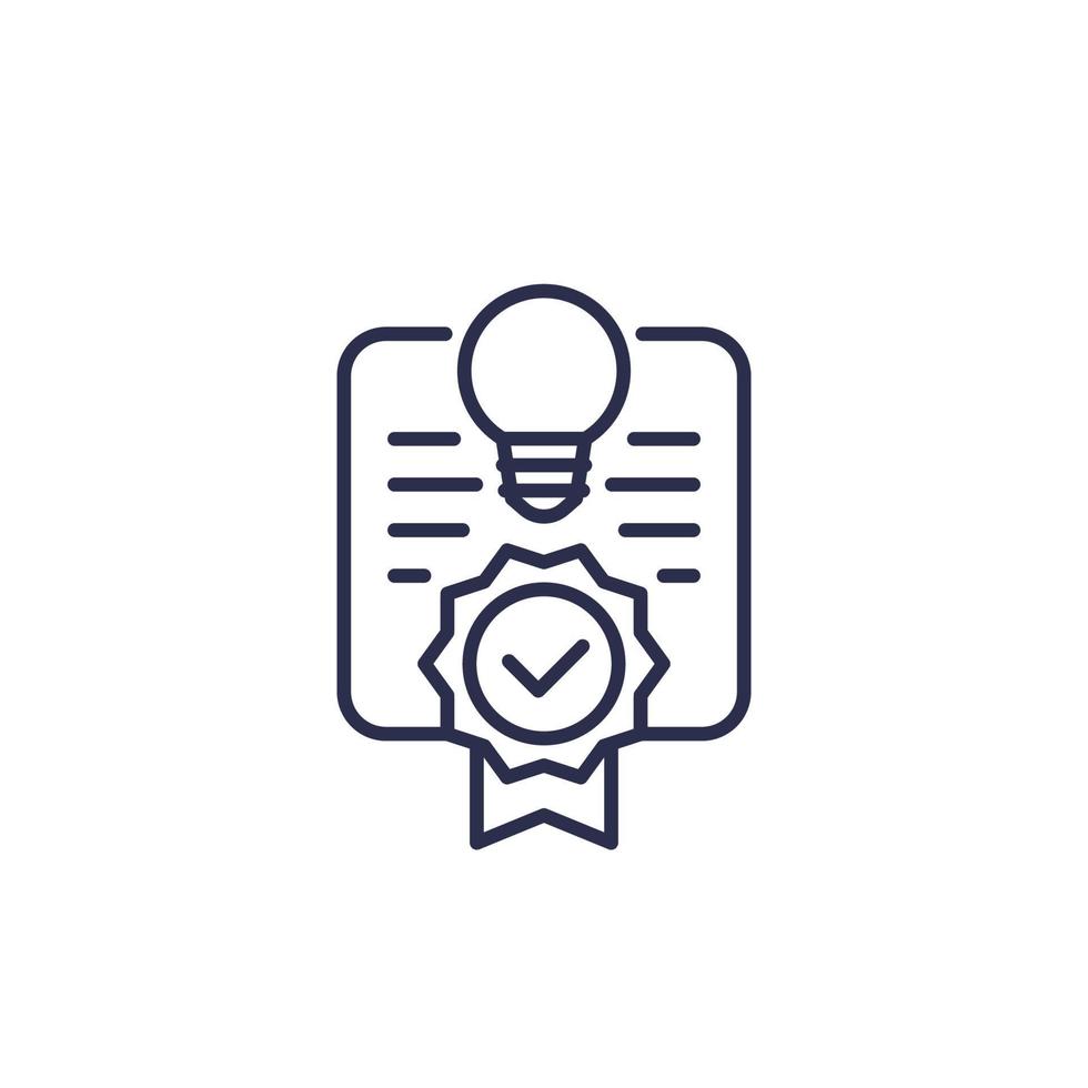 patent, certificate line icon on white vector