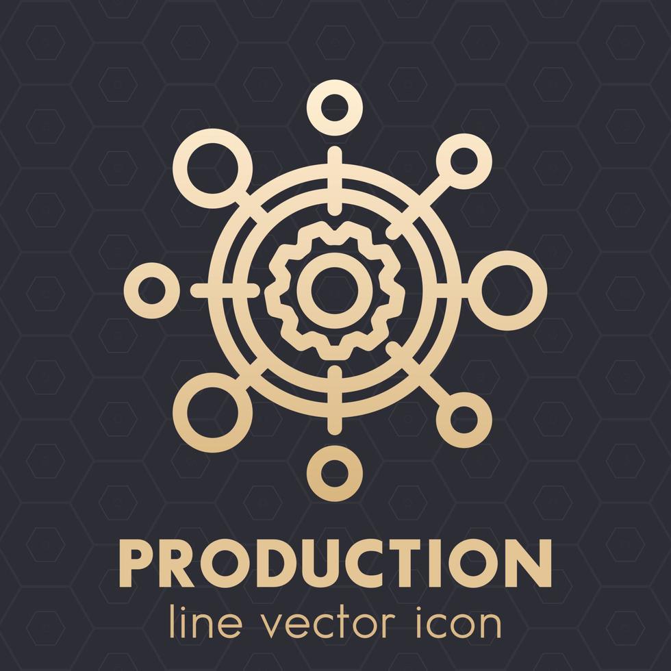 icono de producción, símbolo lineal vector