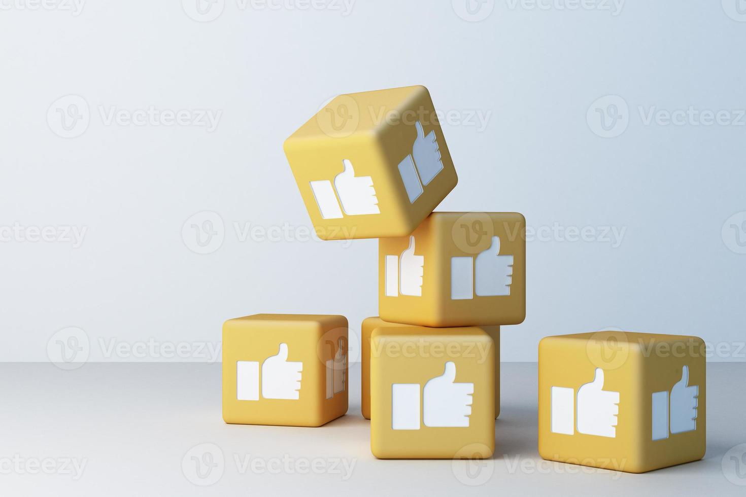 Like icon designed 3d box with white background. 3d rendering photo