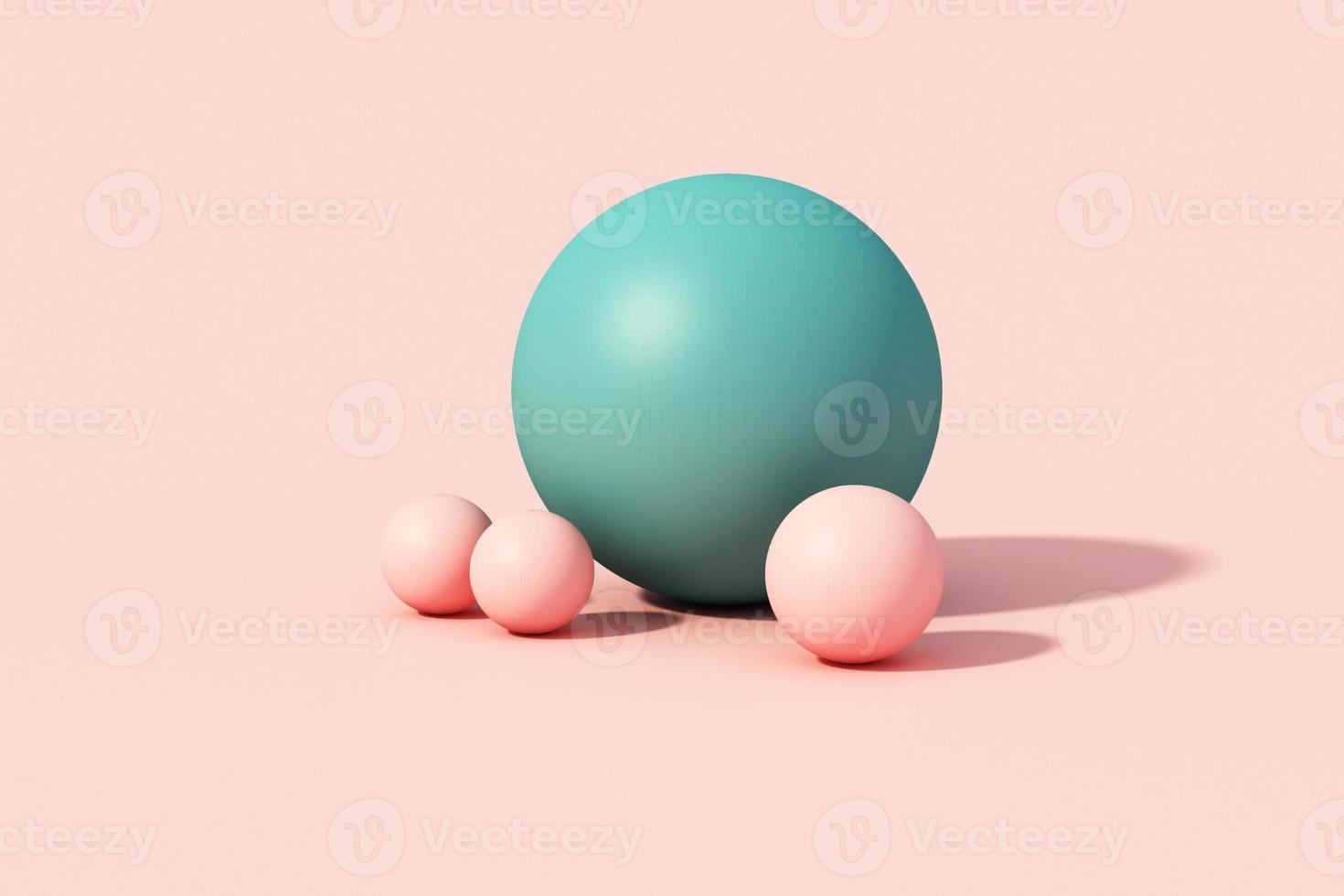 Geometric shapes with environment reflected on sphere. 3d rendering photo