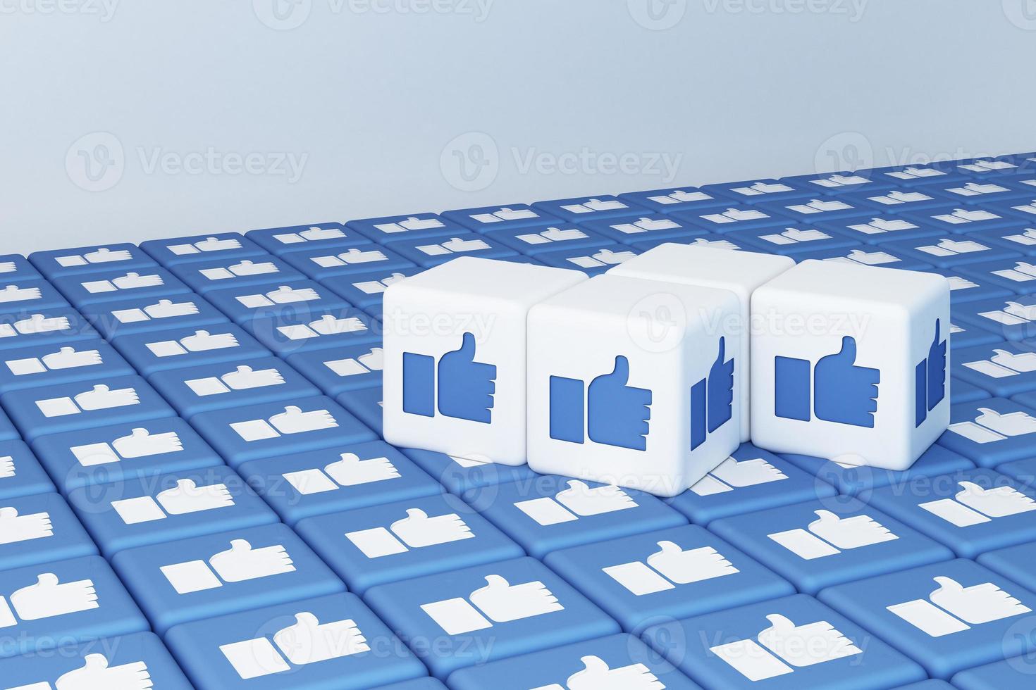 Like icon designed 3d box with white background. 3d rendering photo