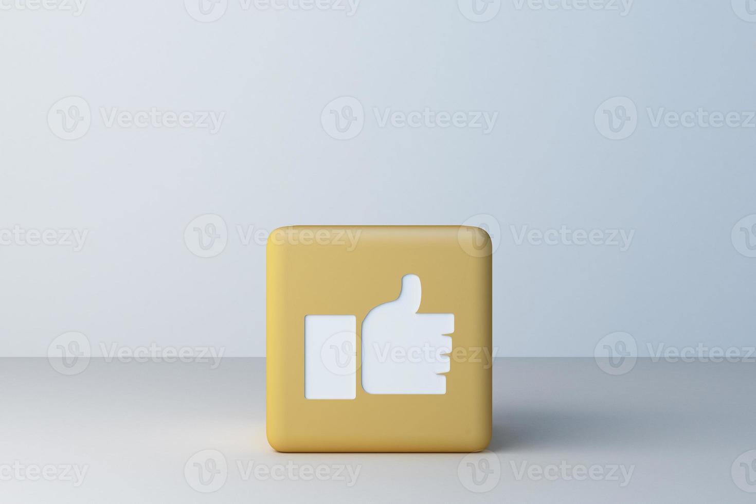 Like icon designed 3d box with white background. 3d rendering photo