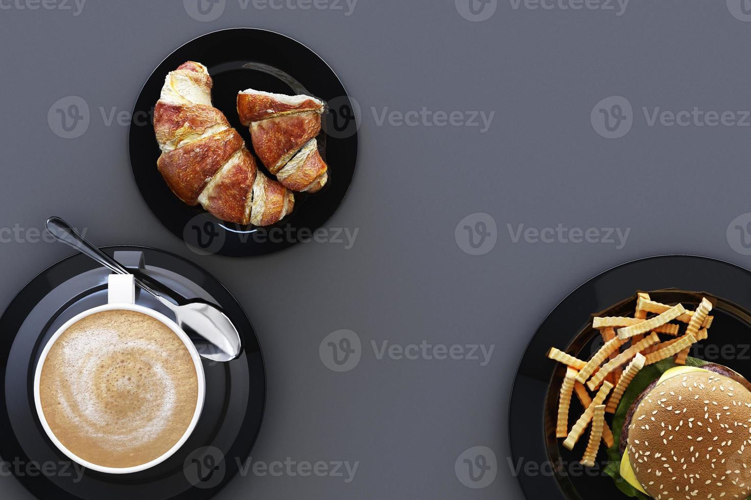 food and sweet on pastel background 3d rendering photo