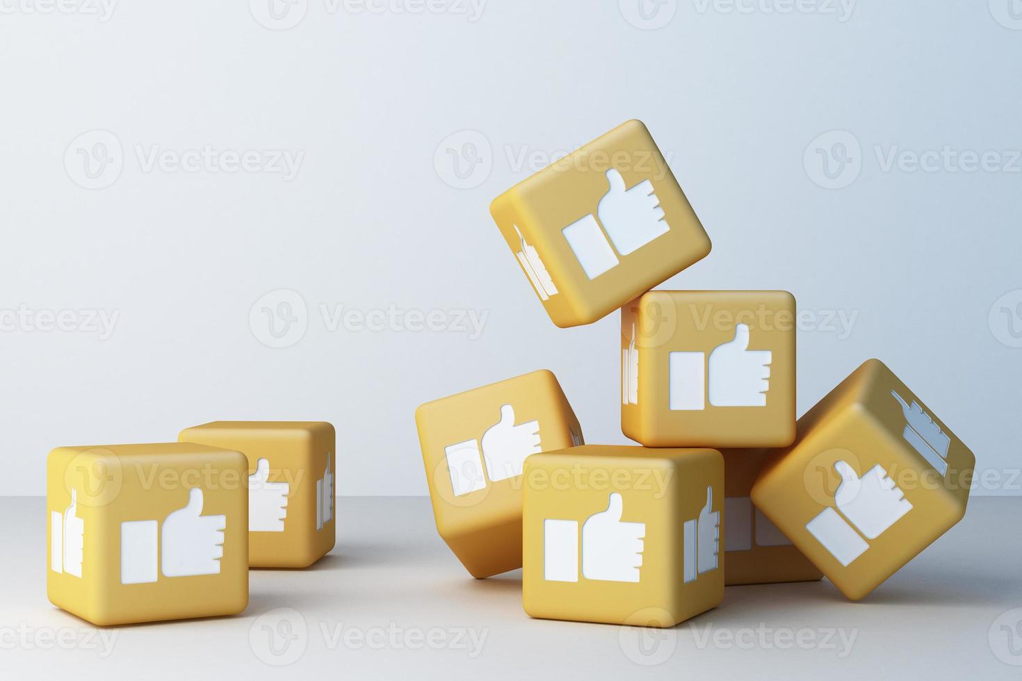 Like icon designed 3d box with white background. 3d rendering photo