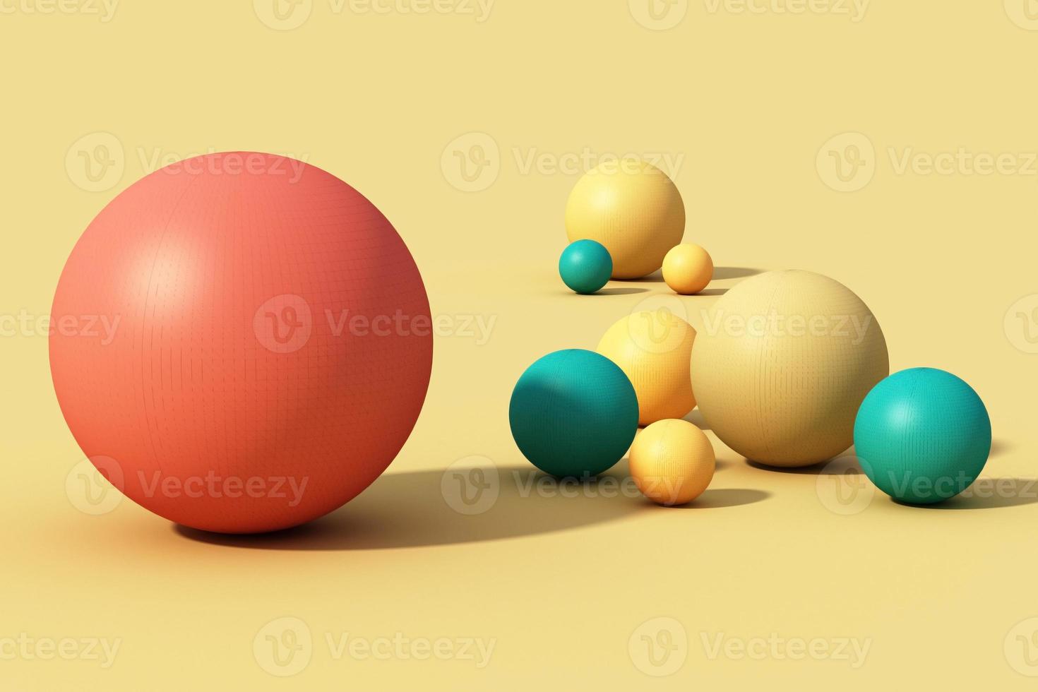 Geometric shapes with environment reflected on sphere. 3d rendering photo