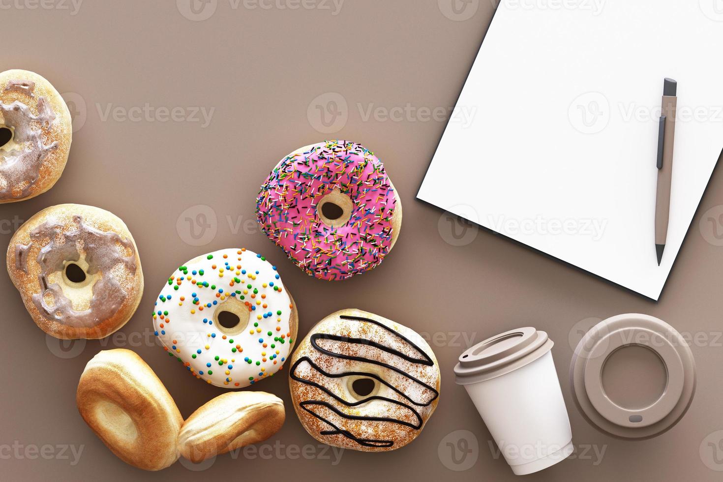 food and sweet on pastel background 3d rendering photo