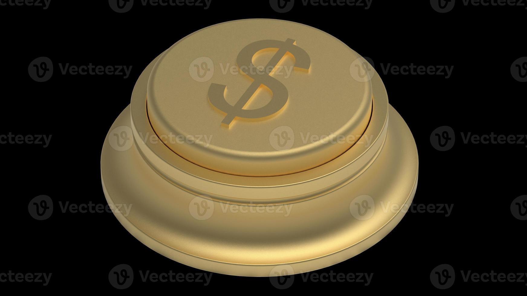 botón de oro dólar dinero aislado 3d ilustración golden render foto