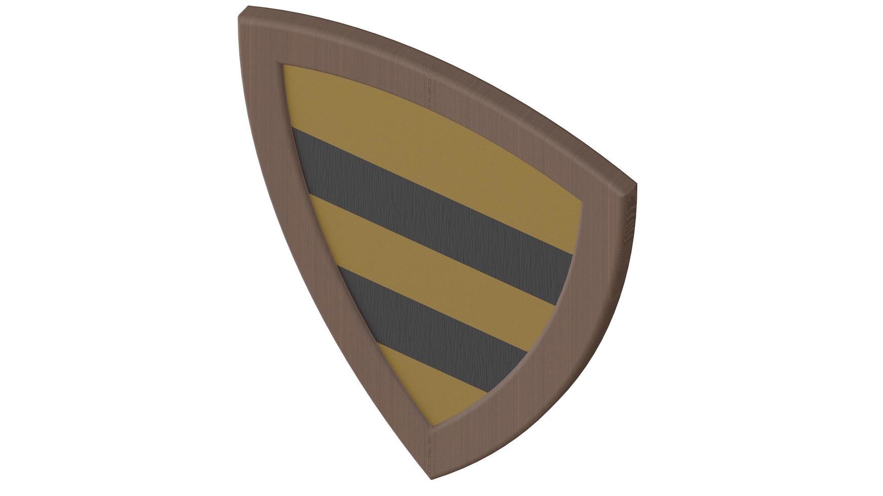 wood shield stripes yellow medieval 3d illustration render photo