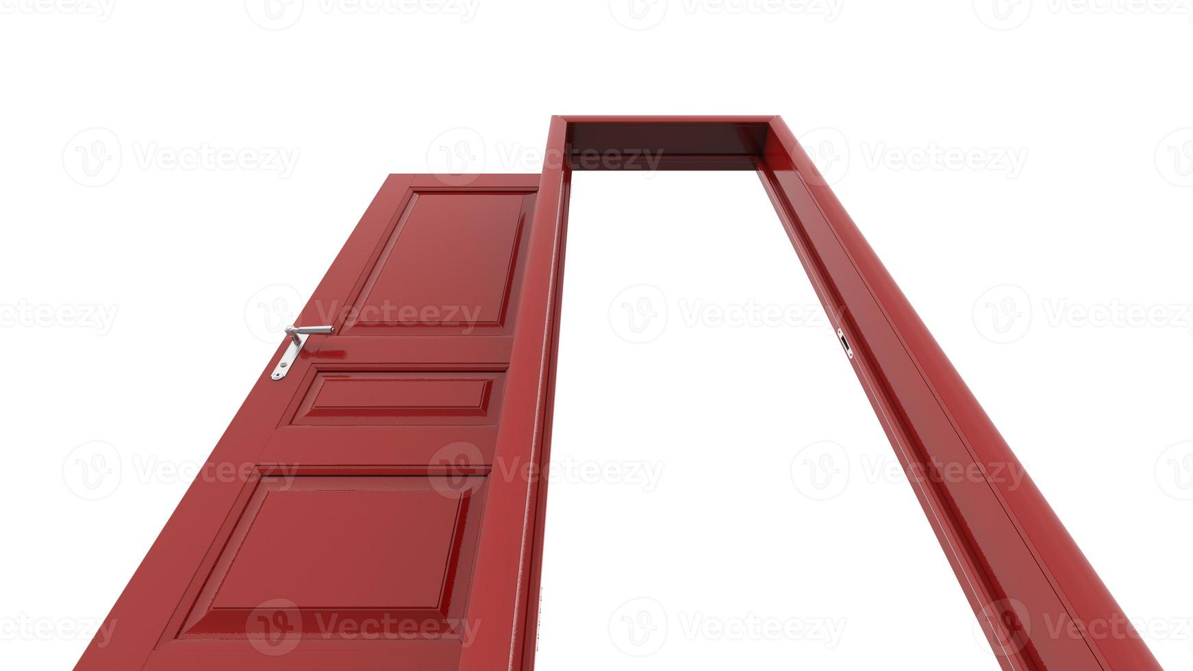 Set of different red door isolated 3d illustration render on white background photo