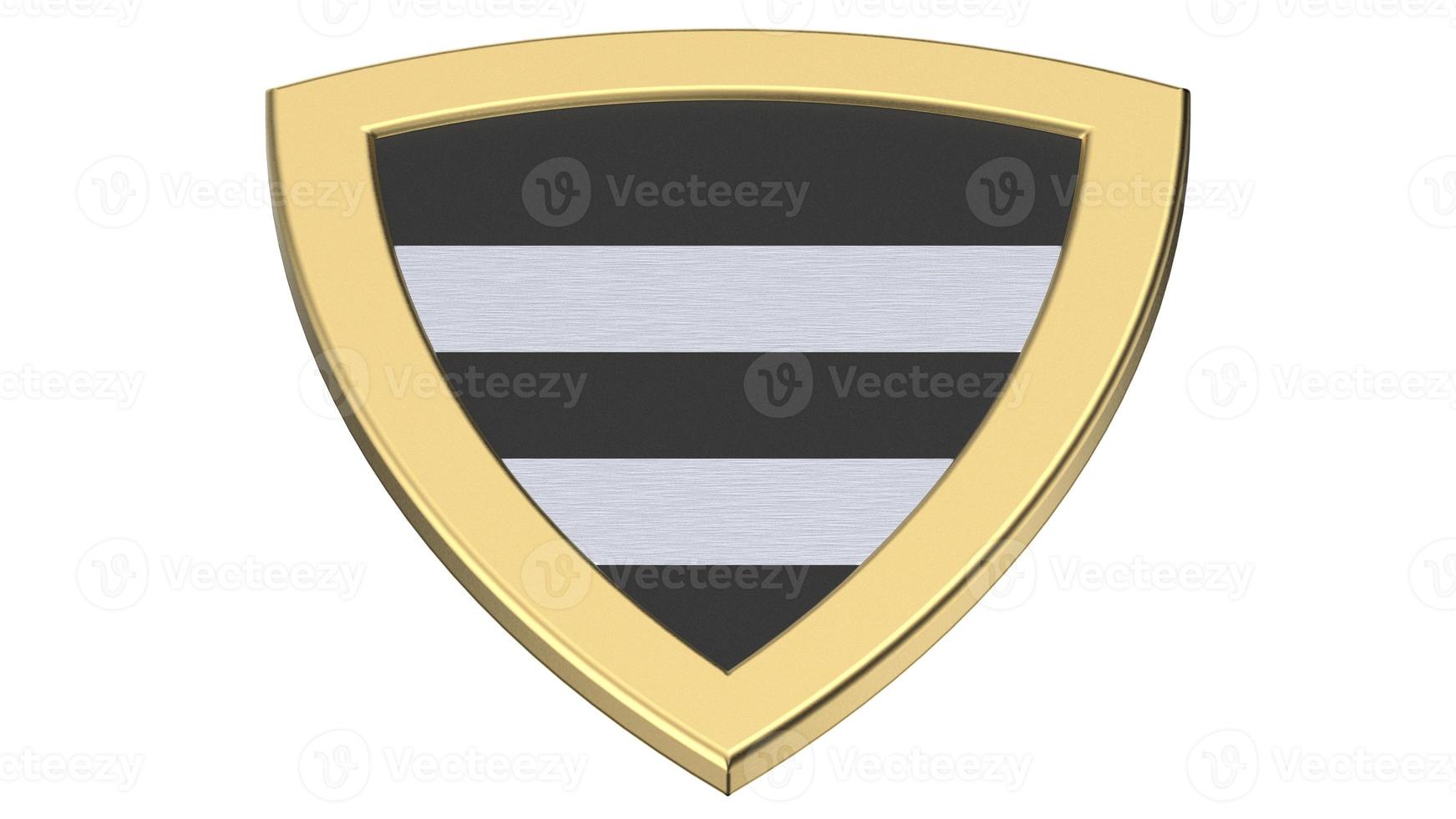 gold shield medieval stripes 3d illustration render photo