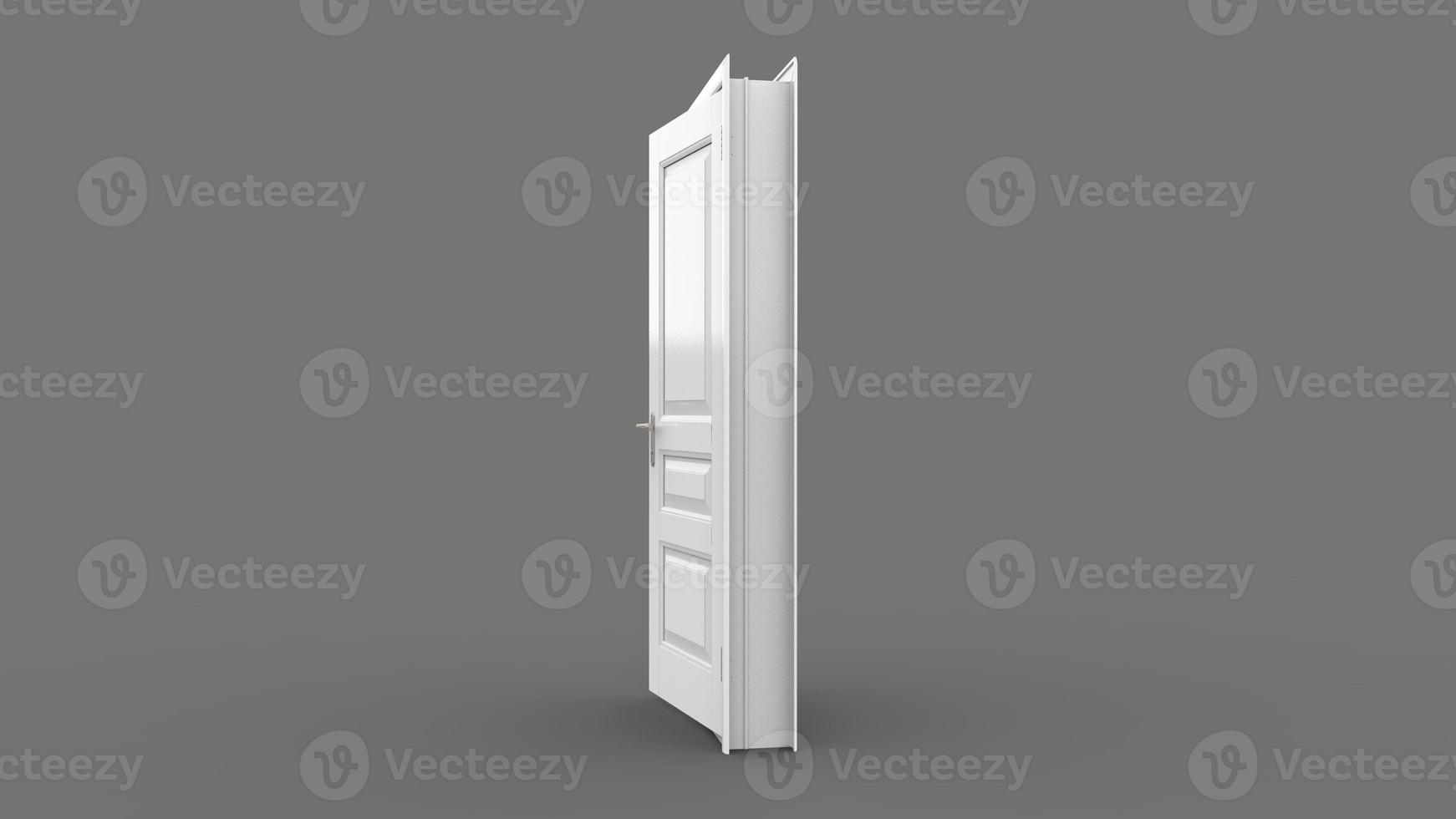 white door Creative illustration of open, closed door, entrance realistic doorway isolated on background 3d photo