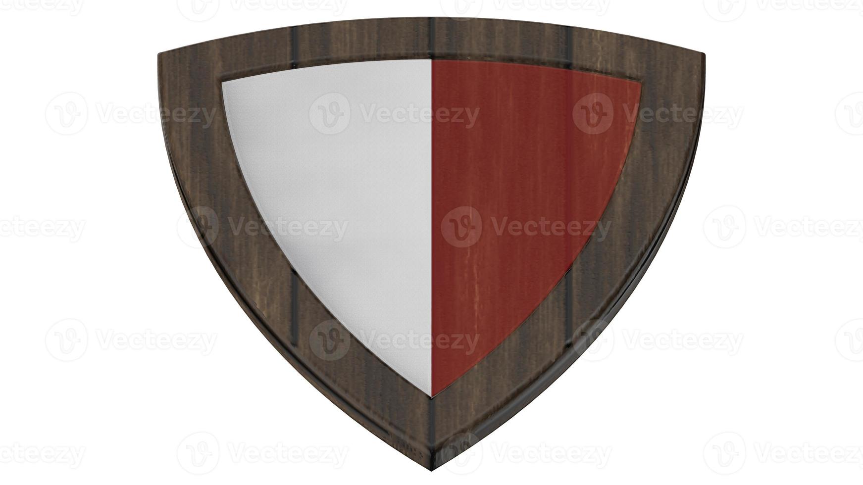 red white shield wood medieval 3d illustration render photo